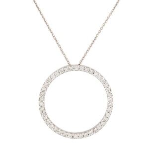 Roberto Coin Tiny Treasures Medium Diamond Circle 18K White Gold Necklace